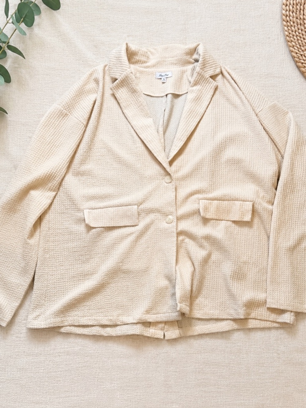 Petal Dew Cream Blazer | Relaxed Fit Lightweight Jacket | Chic Neutral Layer XL